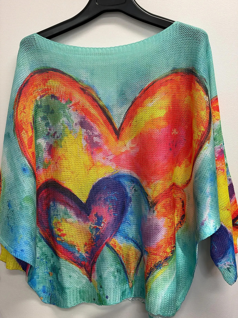 L219 | Loowie Triple Hearts Round Neck Printed Knit Sweater | One Size S-L